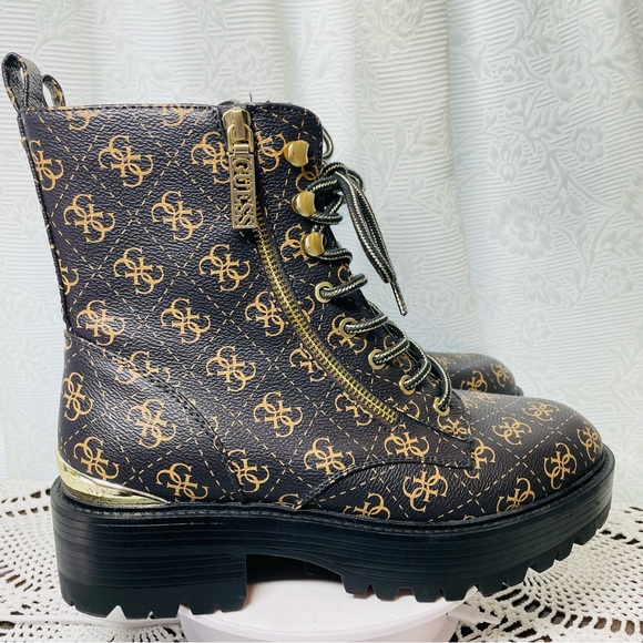 Guess Shoes - NEW Guess Women's Ankle Boots Fearne Logo Lug Sole Color Brown Zipper Size 10 M.